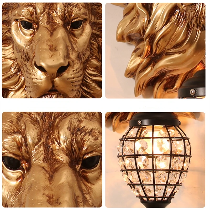 

Modern Luxury Lion LED Wall Lamp Modern Golden Wall Lights Lighting Vintage Living Room Bedroom Home Wall Sconce Light Fixtures