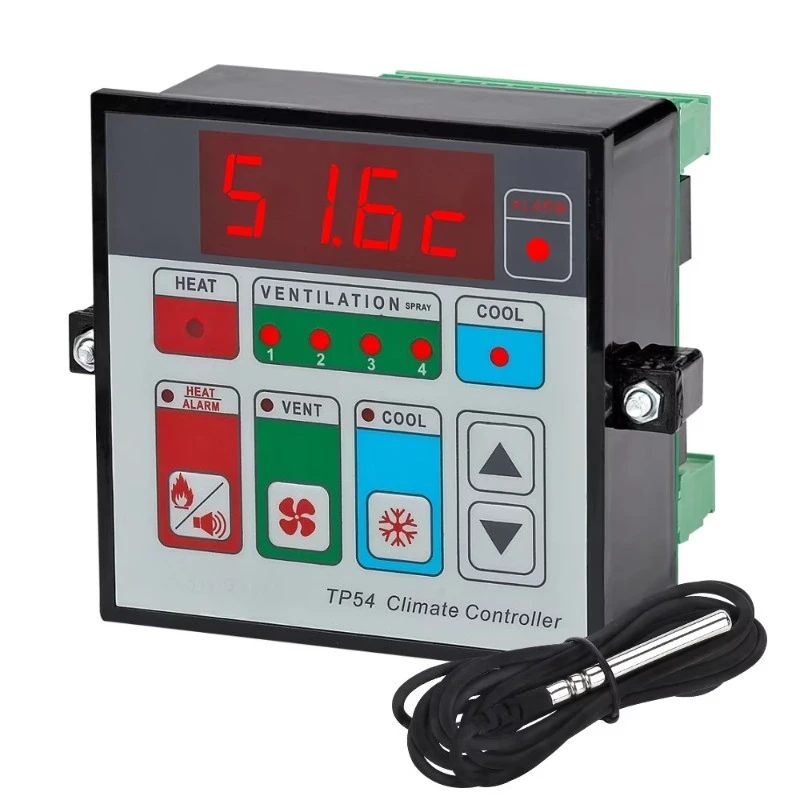 TP54 4‑Stage Ventilation Temperature Controller NTC Sensor Suitable for Intelligent Poultry Farm Climate Control