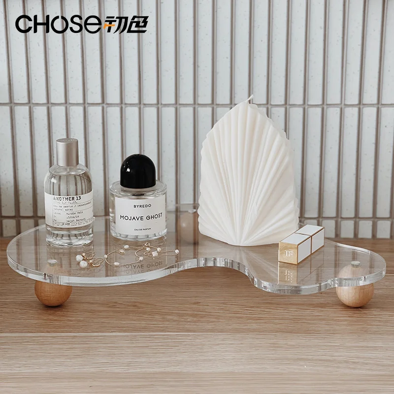 

Wave Acrylic Jewelry Tray Transparent Aromatherapy Display Stand Luxury Entryway Organizer Minimalist Cosmetic Holder