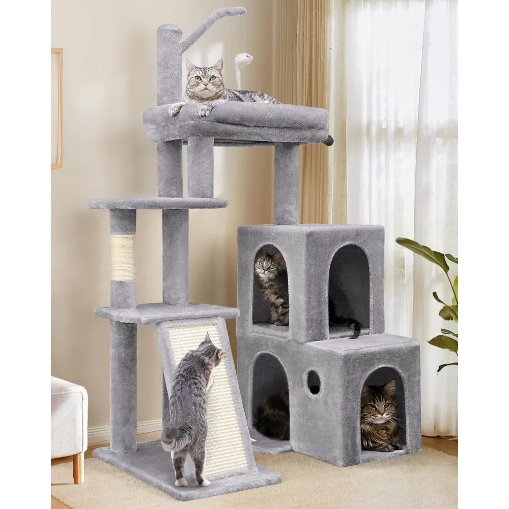 

F50 Cat Tree Tower for Large Indoor Cats, 50-inch Heavy Duty Cat Tree for Big Cats, Cat Tree House with Extra-Large Padded Platf