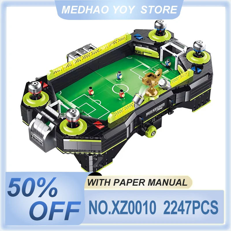 Consola de juegos de fútbol XZ0010 de lujo, bloques de construcción, Ideas creativas de potencia, máquina de juego de batalla, ladrillo, juguete DIY, regalo de cumpleaños para niños