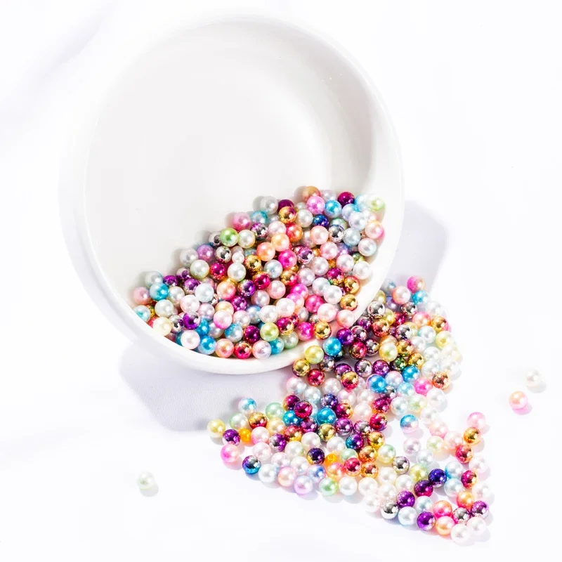 4mm/6mm/8mm/10mm Silver No Hole ABS Imitation Pearl Beads Round Loose Beads for DIY Clothing Bags Supplies Decoration Crafts