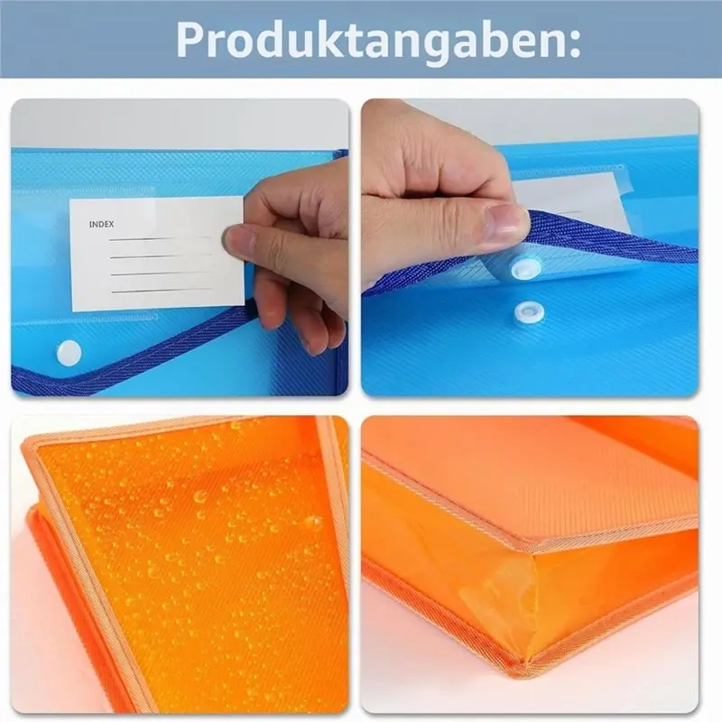 ABJF-6 Pack Plastic Expanding File Folder, Envelope Folders For Documents, Waterproof Transparent Expandable File Folder