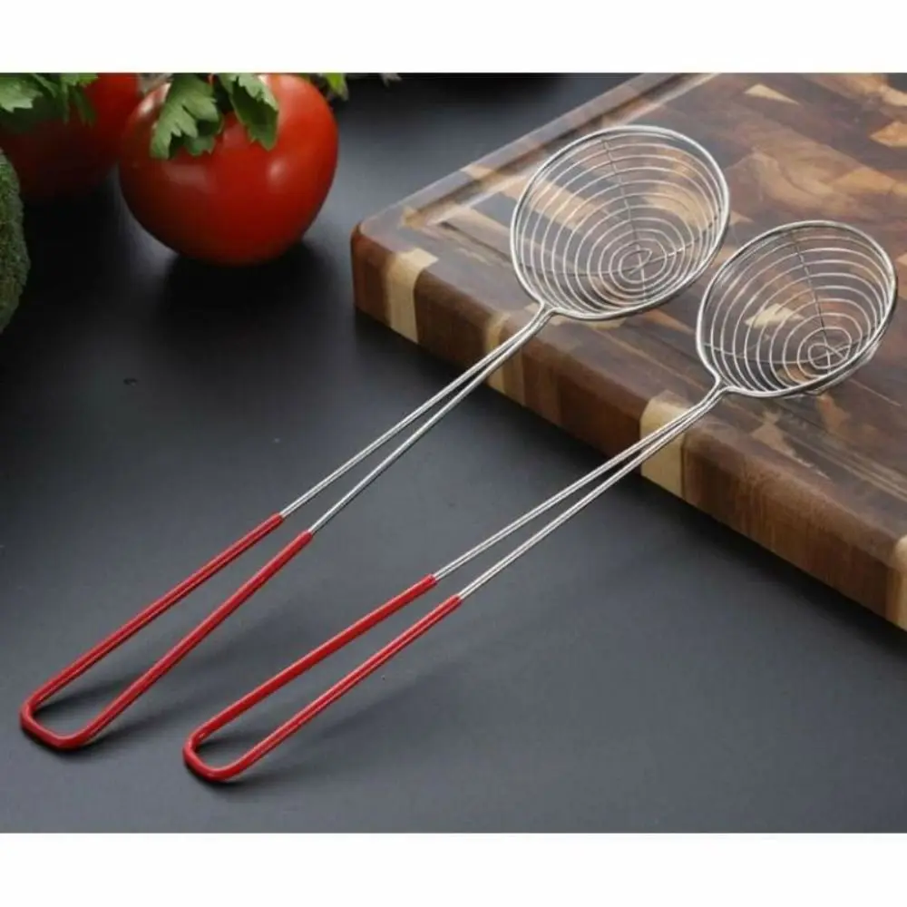 Stainless Steel Pearl Colander Red Handle Milk Tea Shop Essential Pearl Spoon Filter Colander Boba Strainer Milk Tea Spoon
