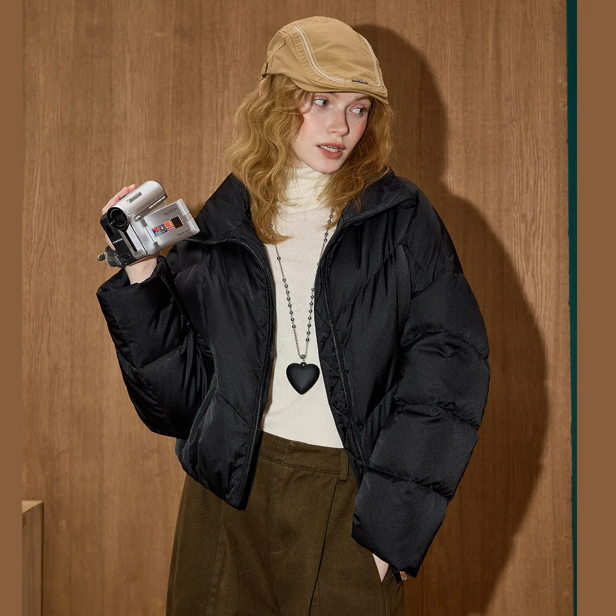 2025 الشتاء المرأة 90% أسفل ملء سترة منفوخة الوقوف طوق بلون سترة المتضخم فضفاضة تناسب معطف تنوعا نفخة الأكمام #6