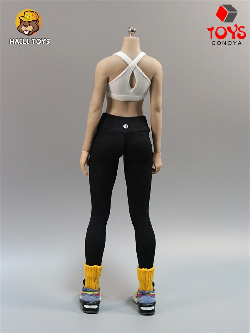 Haili brinquedos 1/6 escala feminino esportes yoga conjunto casaco calças colete meias roupas modelo caber 12 ''feminino soldado figura de ação corpo bonecas