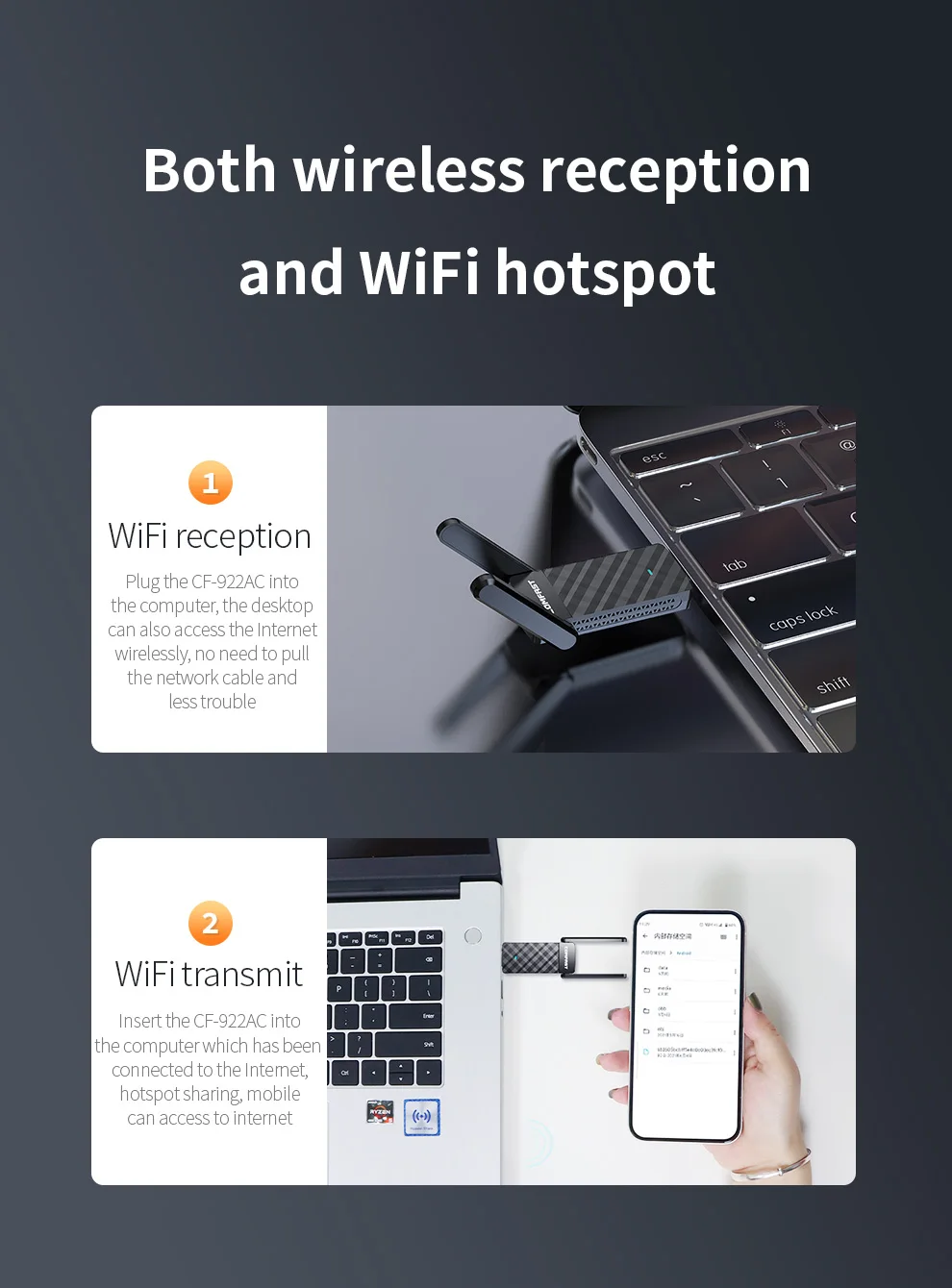 COMFAST 1200M Adaptador Wifi Usb Adapter 5Ghz Ethernet Lan Network Cards MT7612U Wireless Para  De Rede Tarjeta  Receiver Linux