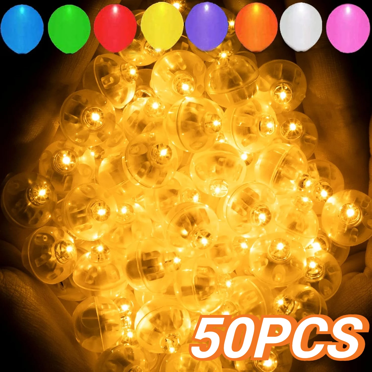 

50PCS Mini Led Lights Round Colorful Light Flash Luminous Lamps Tumbler Light Balloon Lantern Christmas Wedding Party Decoration