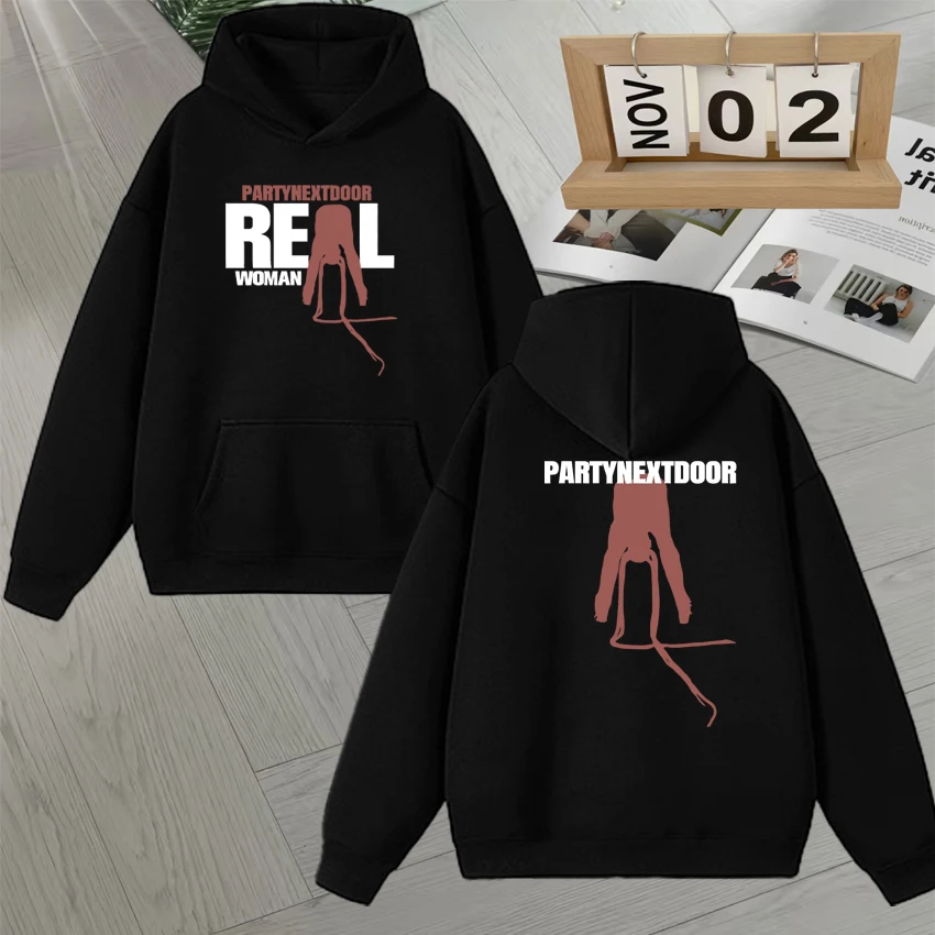 

Rapper Partynextdoor Real Woman Album Cover Graphic Hoodies Long sleeve Fleece Autumn Winter Loose Sweatshirts Unisex Pullovers