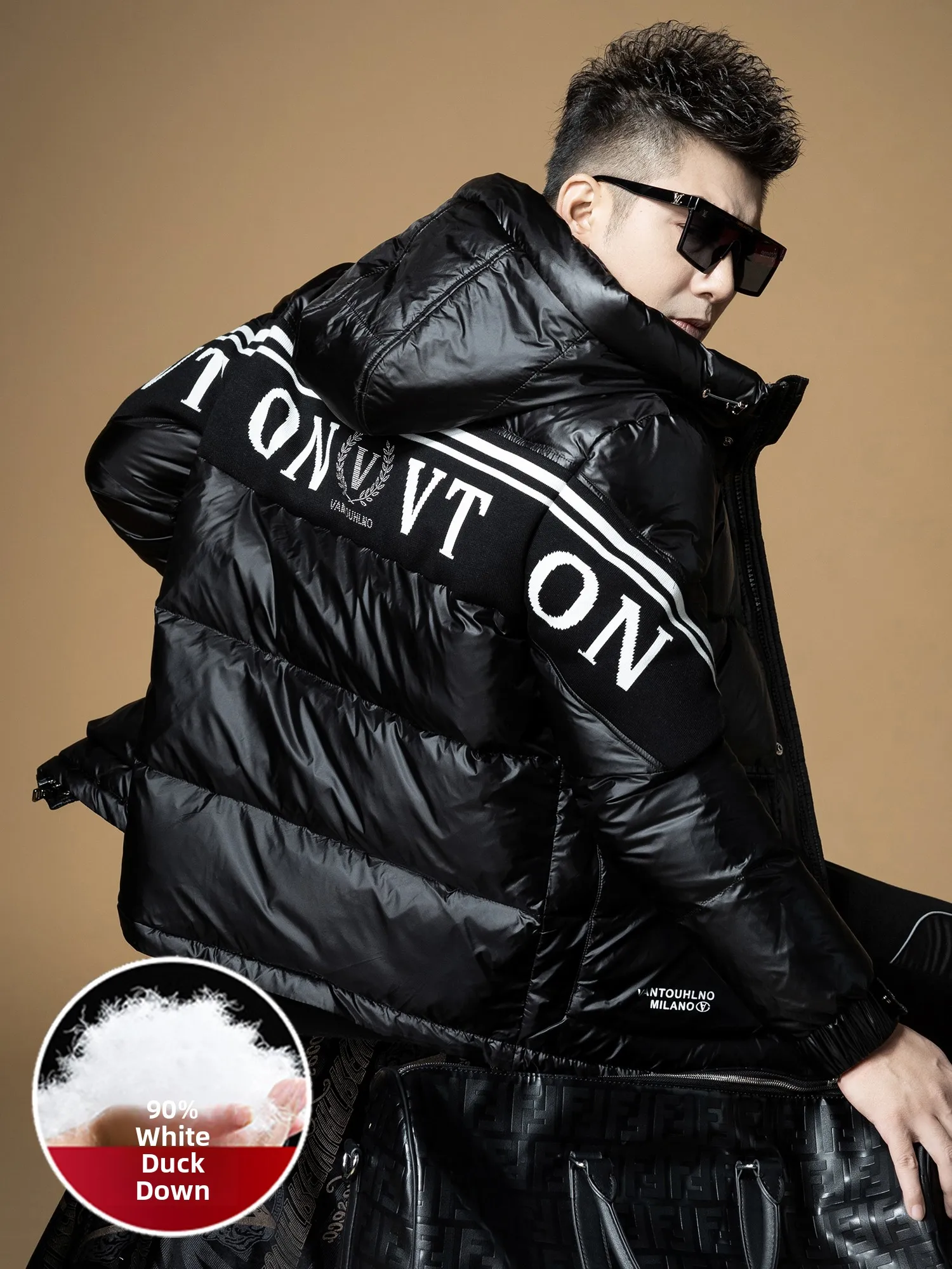 

High-End Men's down Jacket 90% White Duck down Thickened Hooded Winter Coat Youth Fashion Warm Outerwear Youth Style