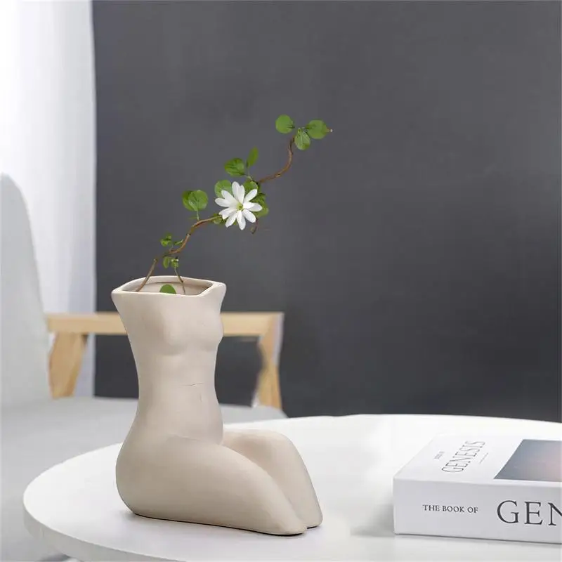 Jarrón corporal de cerámica para mujer, florero de cerámica para plantas, maceta para mesa, centro de mesa, esculturas para dormitorio y baño