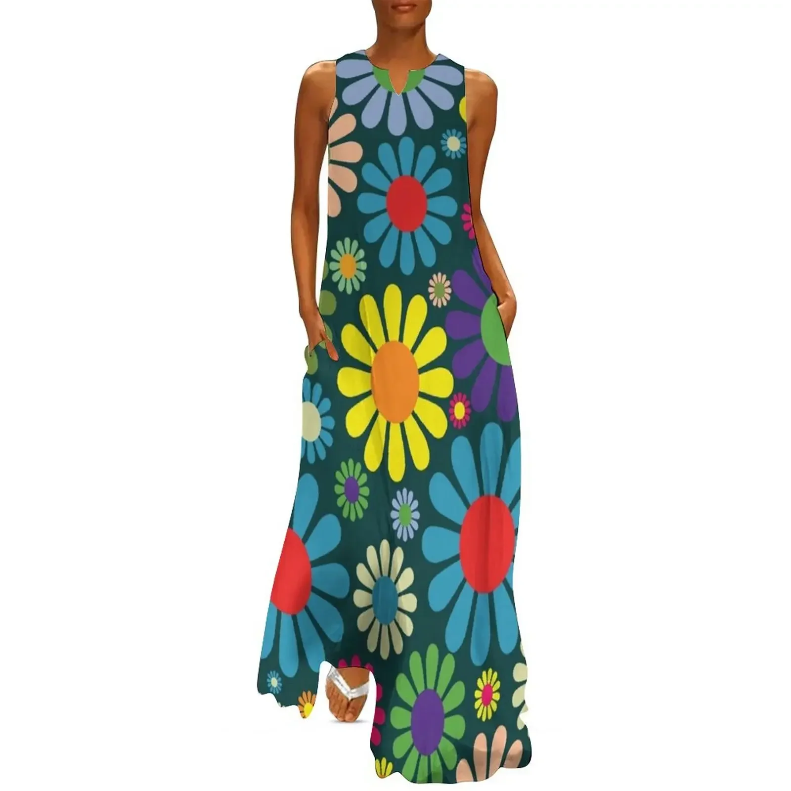 

1970s Pattern Long Dress dress dresses Dresses women long dresses elegant for women Dress