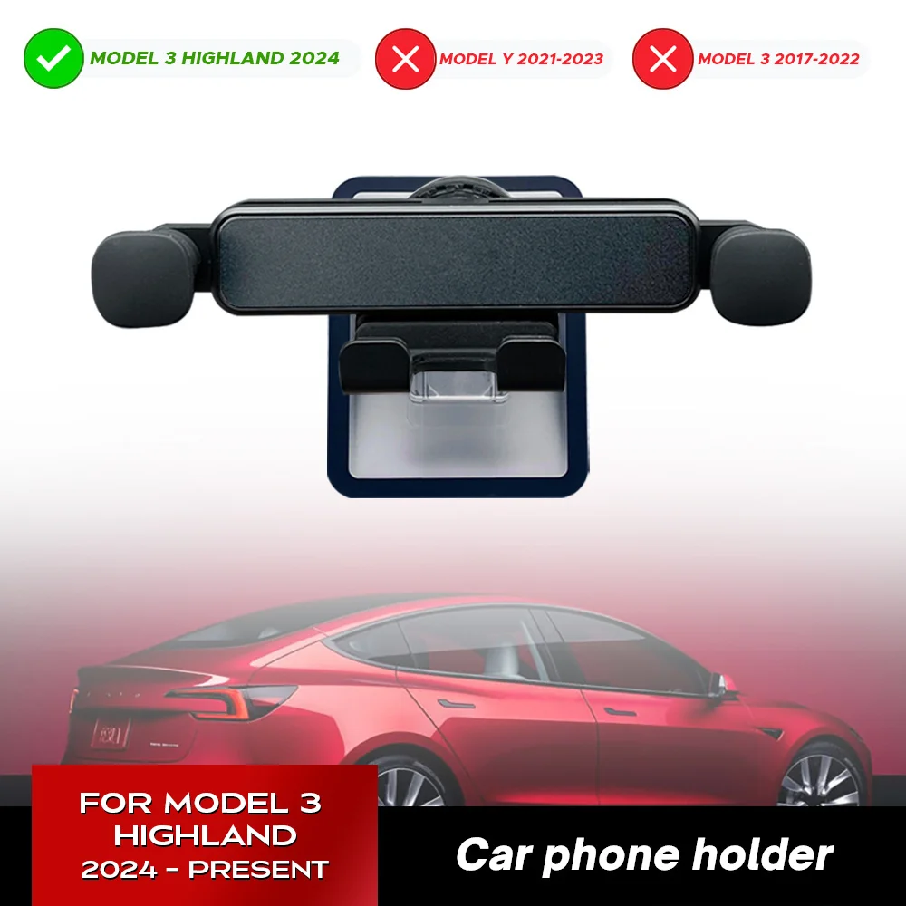 

For Tesla New Model 3 Hhighalnd 2024 Car Cell Phone Holder Wooden Gravity Support Mount Bracket Vent Clip Air Outlet Snap-in