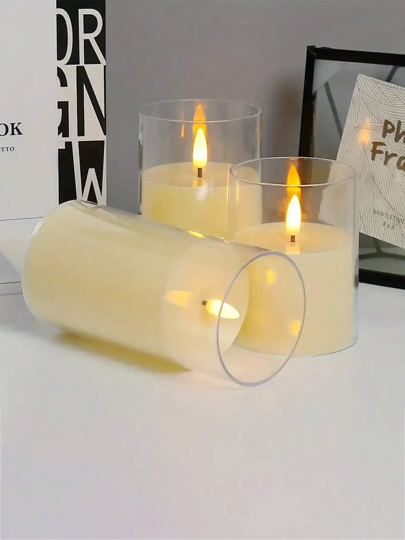 1 قطعة/3 قطعة شموع قطرة الماء LED عديمة اللهب وامضة: كريم أبيض يعمل بالبطارية، لقضاء العطلات/الزفاف/الحفلة