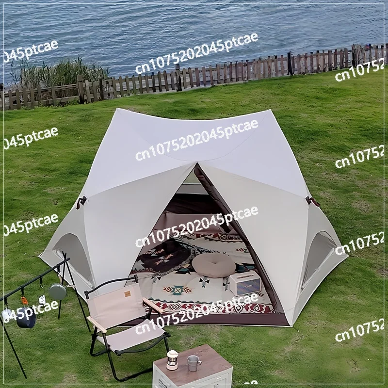 Rainproof UV Protection for Family Outdoor Picnic Automatic Pop Up Beach Tent Sun Shelter Instant Setup Hexagonal  Canopy with