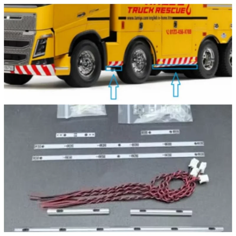 1 Juego de luz inferior lateral de Metal de simulación para camión Tamiya RC 1/14 coche para Volvo FH16 56362 piezas diy accesorios rc