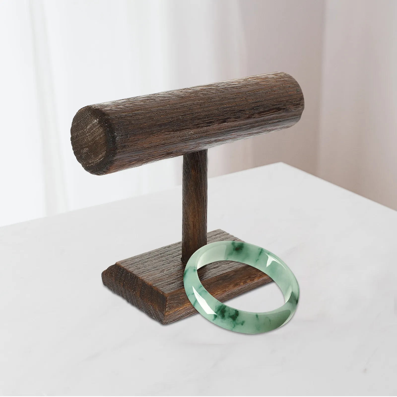 

Solid Wood Vintage Jewelry Organizer Holder Natural Wood Bracelet Display Stand Bangle Holder Rack for Vanity Desk