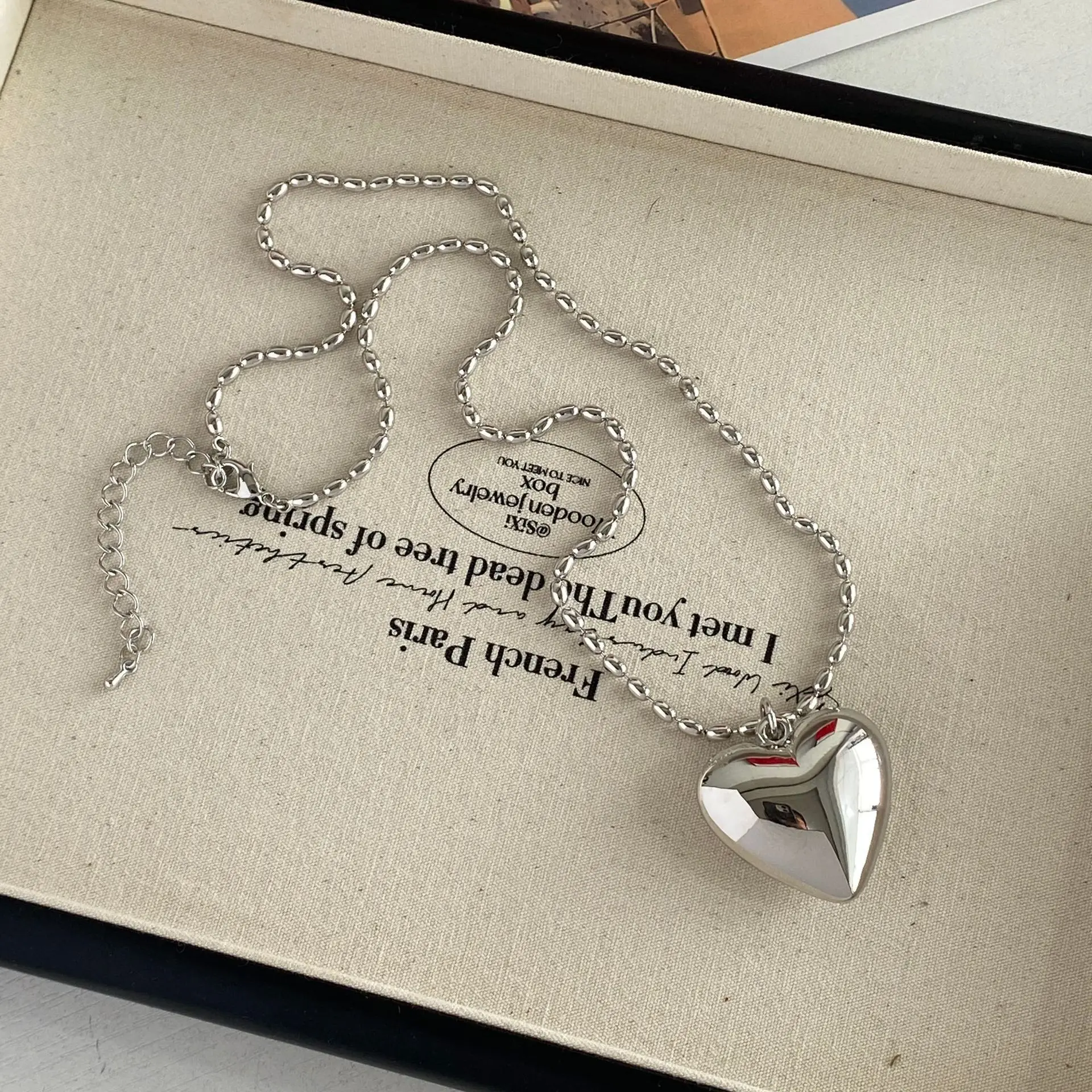 Korean Dongdaemun 3D Simple and Versatile Peach Heart Clavicle Chain Versatile Fashion Personality Pendant