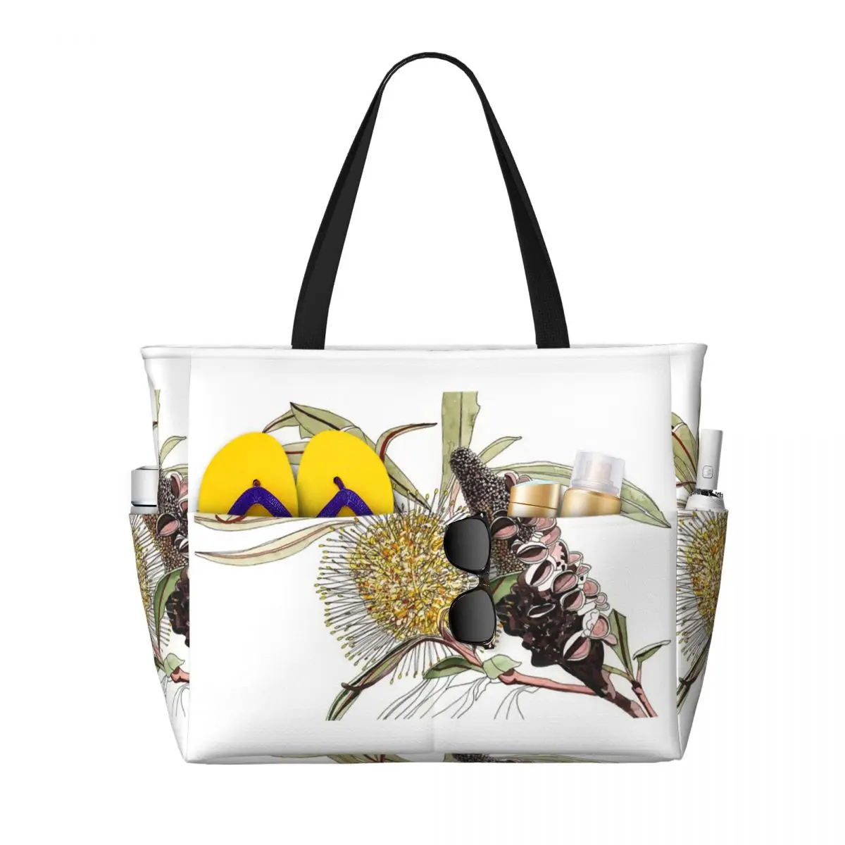 

Banksia Flower Pod Australian Flora Yellow Beach Tote Bag Sport Gym Yoga Duffle Large Tote Bag Women Travel Bag Fitness bag
