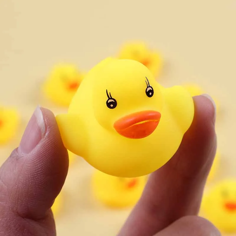 5Pcs Cartoon Cute Simulation Of The Small Yellow Duck Toys Kids Summer Bath Play Water Toys Squeeze Will Call Small Yellow Duck