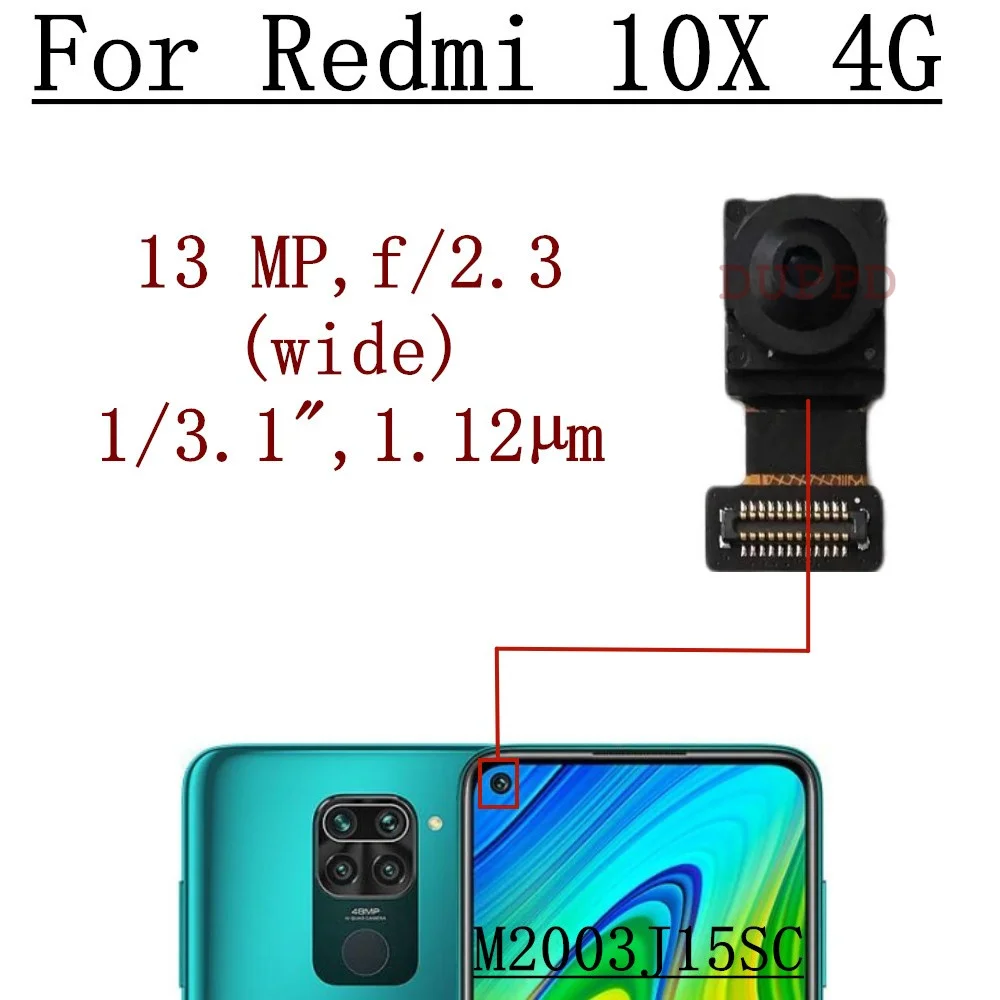 Front Rear Camera For Xiaomi Redmi 10X 4G M2003J15SC Back Main Facing Camera Module Flex Cable Replacement Spare Parts