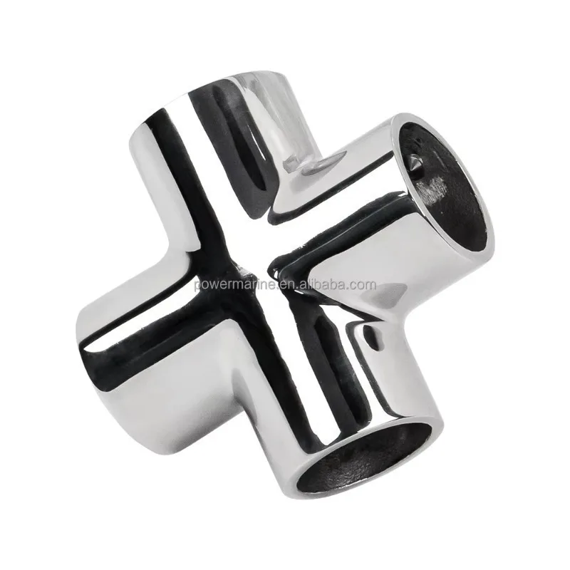 4-Way Cross-Connector 316 Stainless Steel Marine Hardware Ship Track Fittings