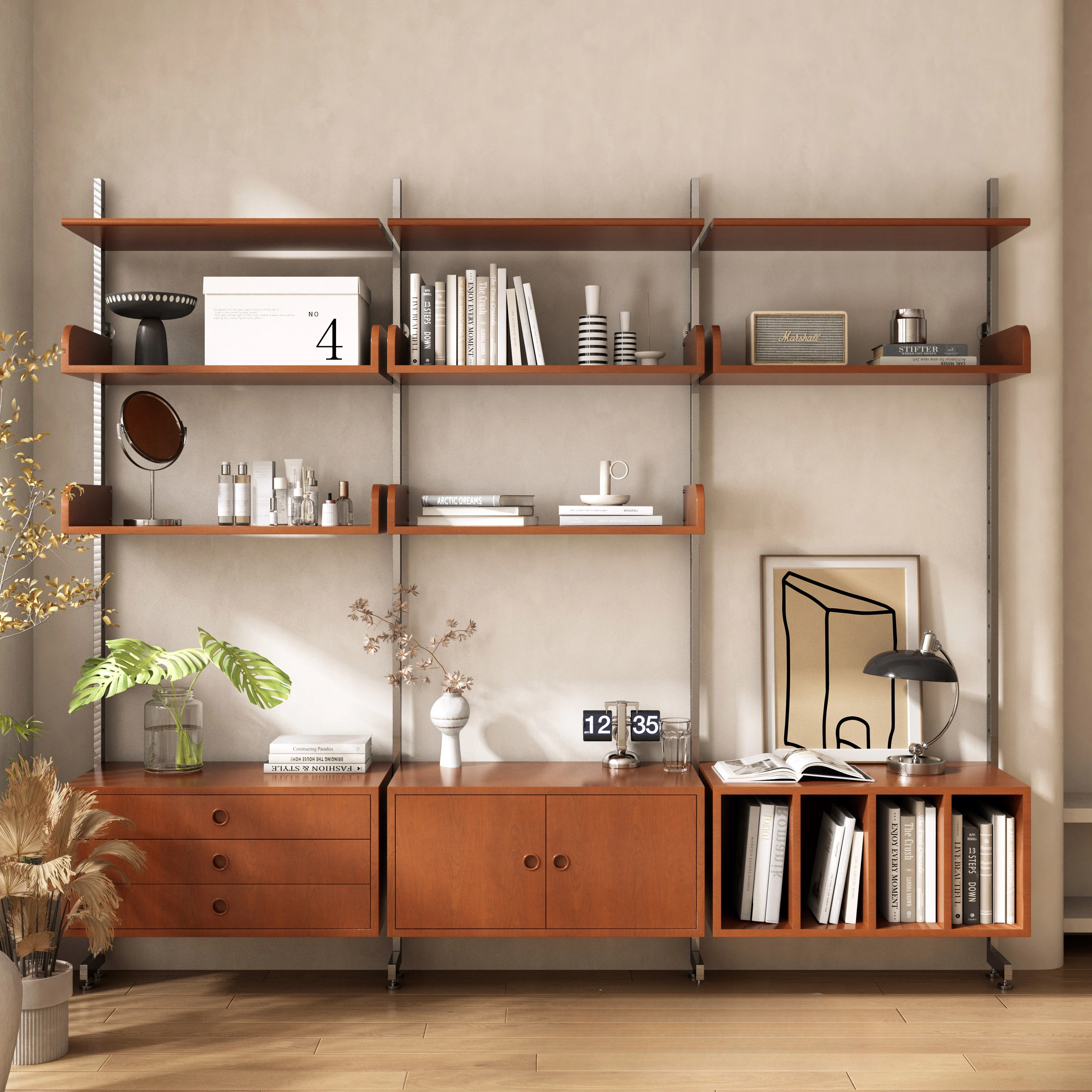 System track bookshelf storage display rack wall hanging shelf free combination display rack