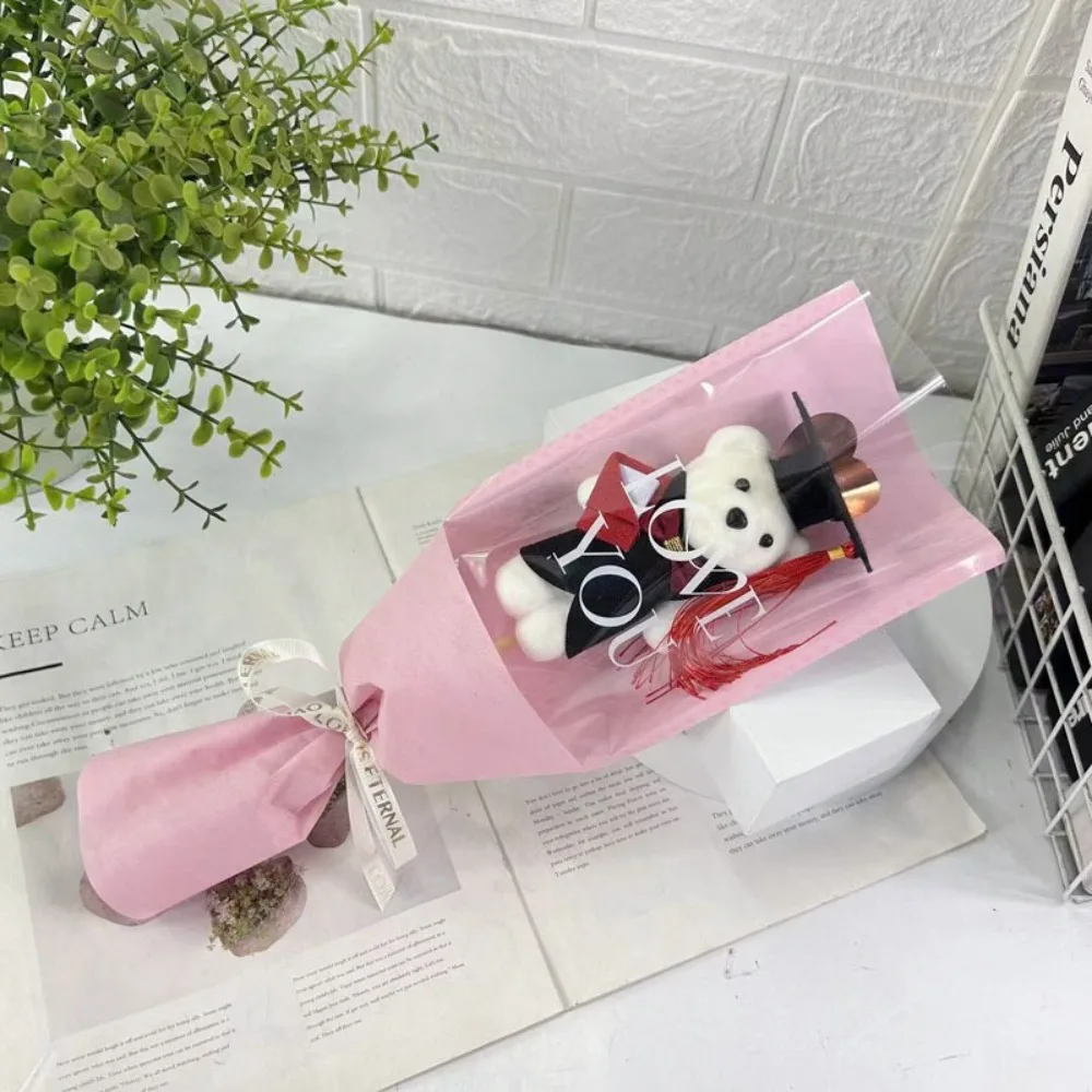 ช่อดอกไม้หมีมาสเตอร์แบร์ 36 ซม. ช่อดอกทานตะวันรูปสัตว์ ของตกแต่งช่อดอกไม้ ตุ๊กตาหมีขนนุ่ม ของขวัญวันเกิด