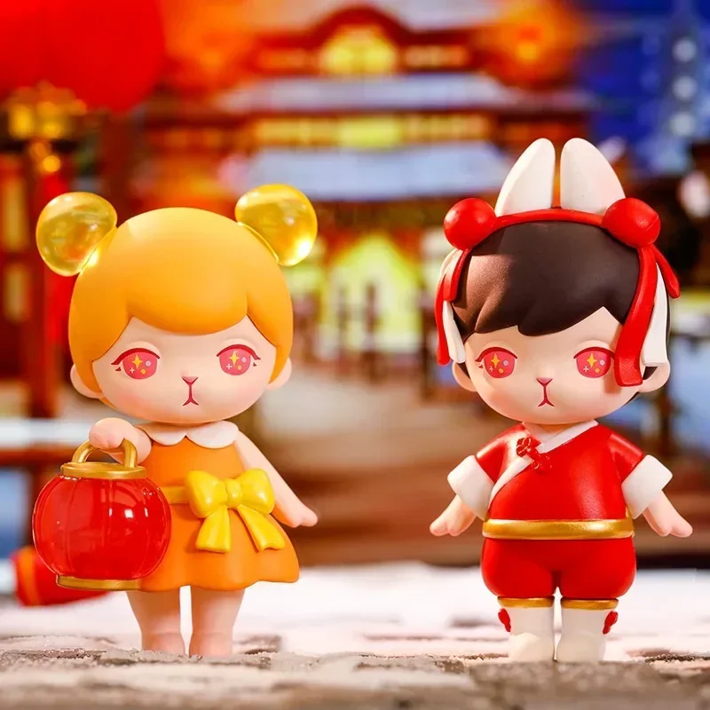 POP MART Bunny Happy Spring Festival Series Action Figure Mystery Box Cartoon Model Collection Blind Box Surprise Original