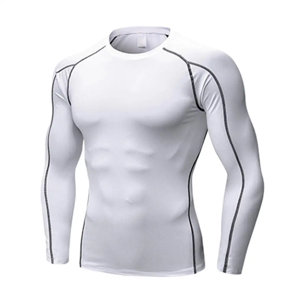 Color Matching Long-sleeved Shirt Men's Long Sleeve Summer Sports T-shirt Quick Dry Breathable Fitness Top with Sweat Absorption