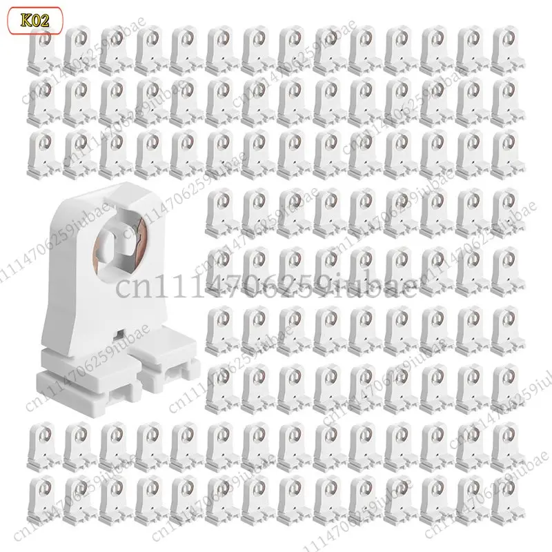 BK T8 T10 T12 LED Lamp Holder Tombstone Non-Shunted Socket 100Pcs Fluorescent Tube Light Bulb Holder Replacement Parts