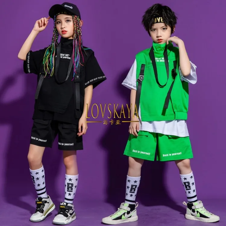 costume suit for hipsters, functional wind frock, cool and handsome drum costume, hip-hop jazz dance for men and women in summer