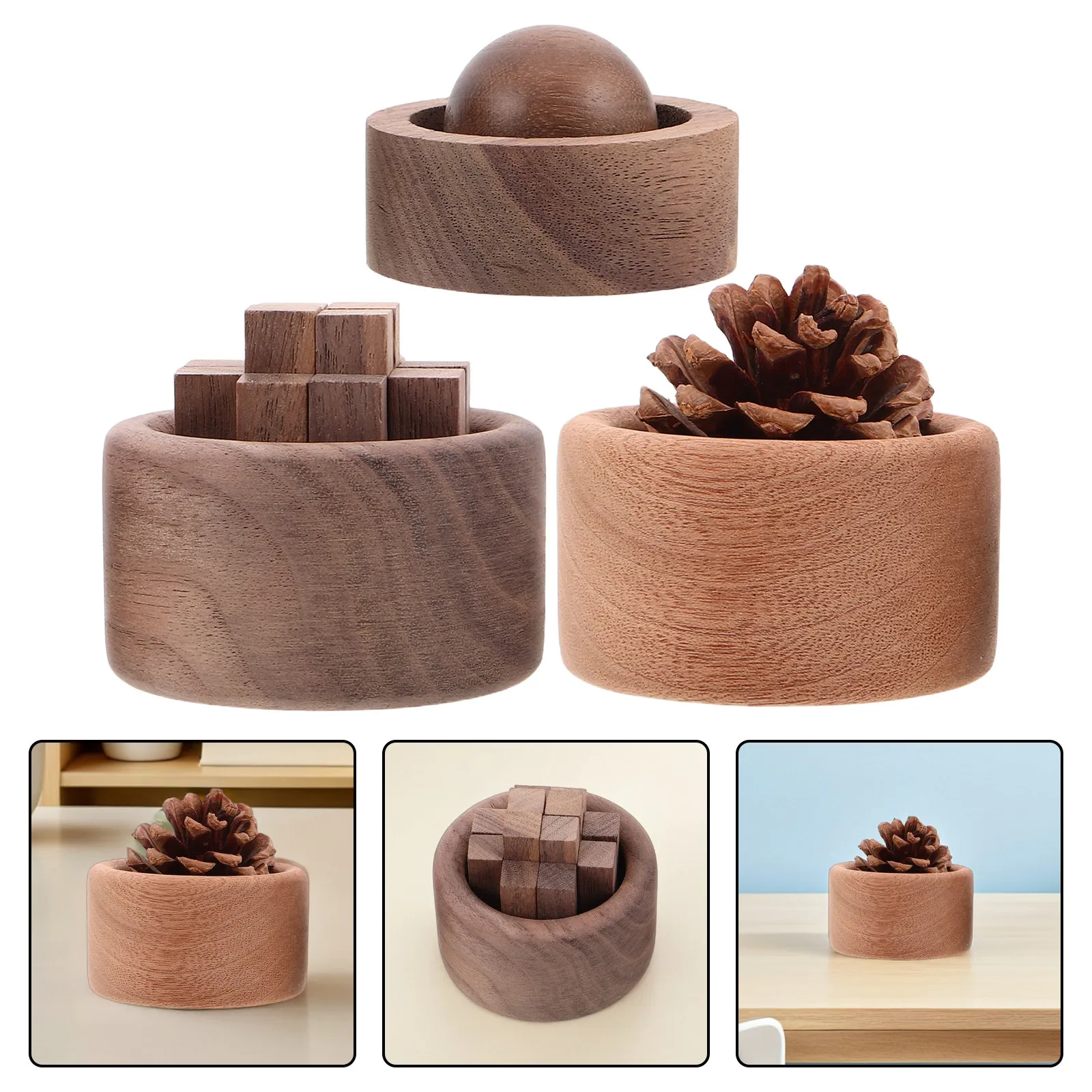 3Pcs Wooden Scent Diffuser Set Natural Wood Grain Essential Oil Diffuser Mini Compact Air Freshener for Home Office Car Bathroom