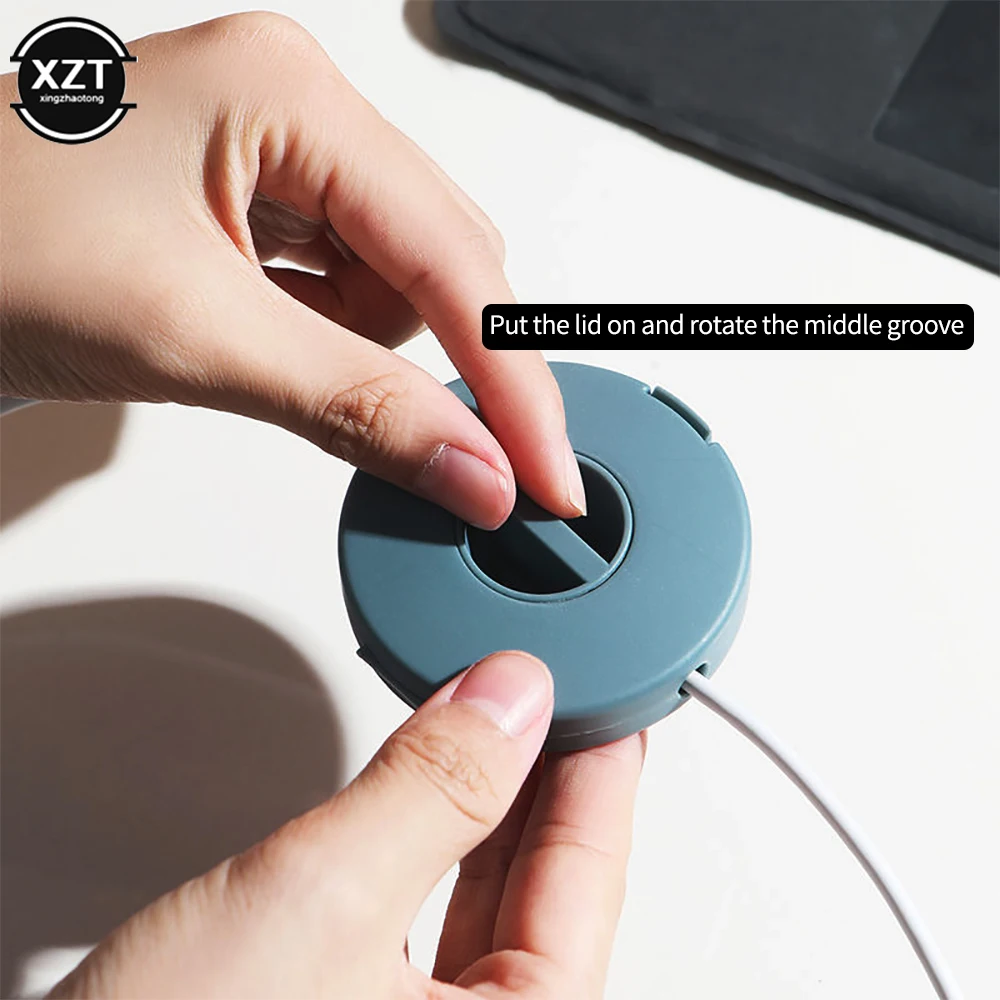 New 4 Colors Portable Round Rotatable Wire Organizer Cable Winder Box For Charging Data Line Data Cable organizer Storage Case