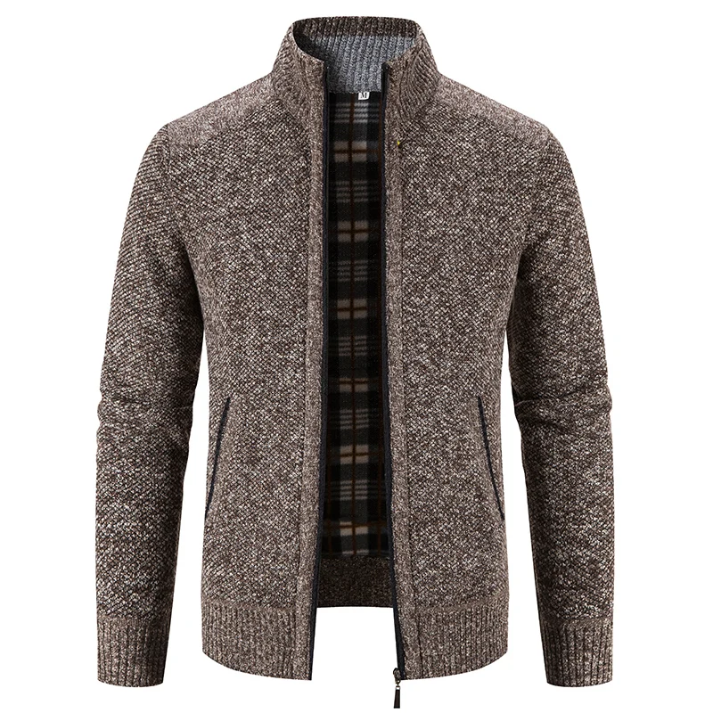 Men\'s Knit Jacket Super Soft Sweater Cadigan Zipper Up Winter Thickened Warm Jumper Smart Casual Clothing Homme Cold Overcoat
