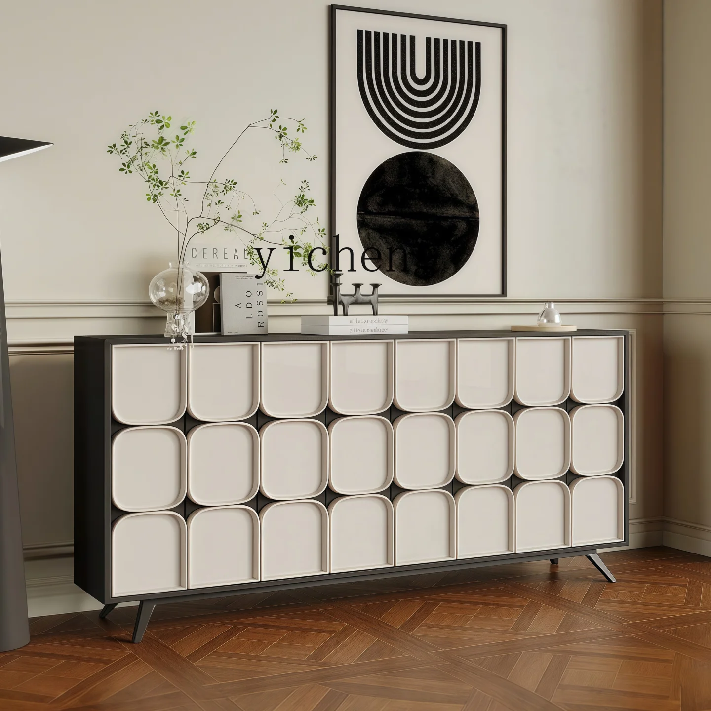 

LSL Italian Minimalist Lacquer Sideboard Entryway Solid Wood Simple Living Room Storage Cabinet