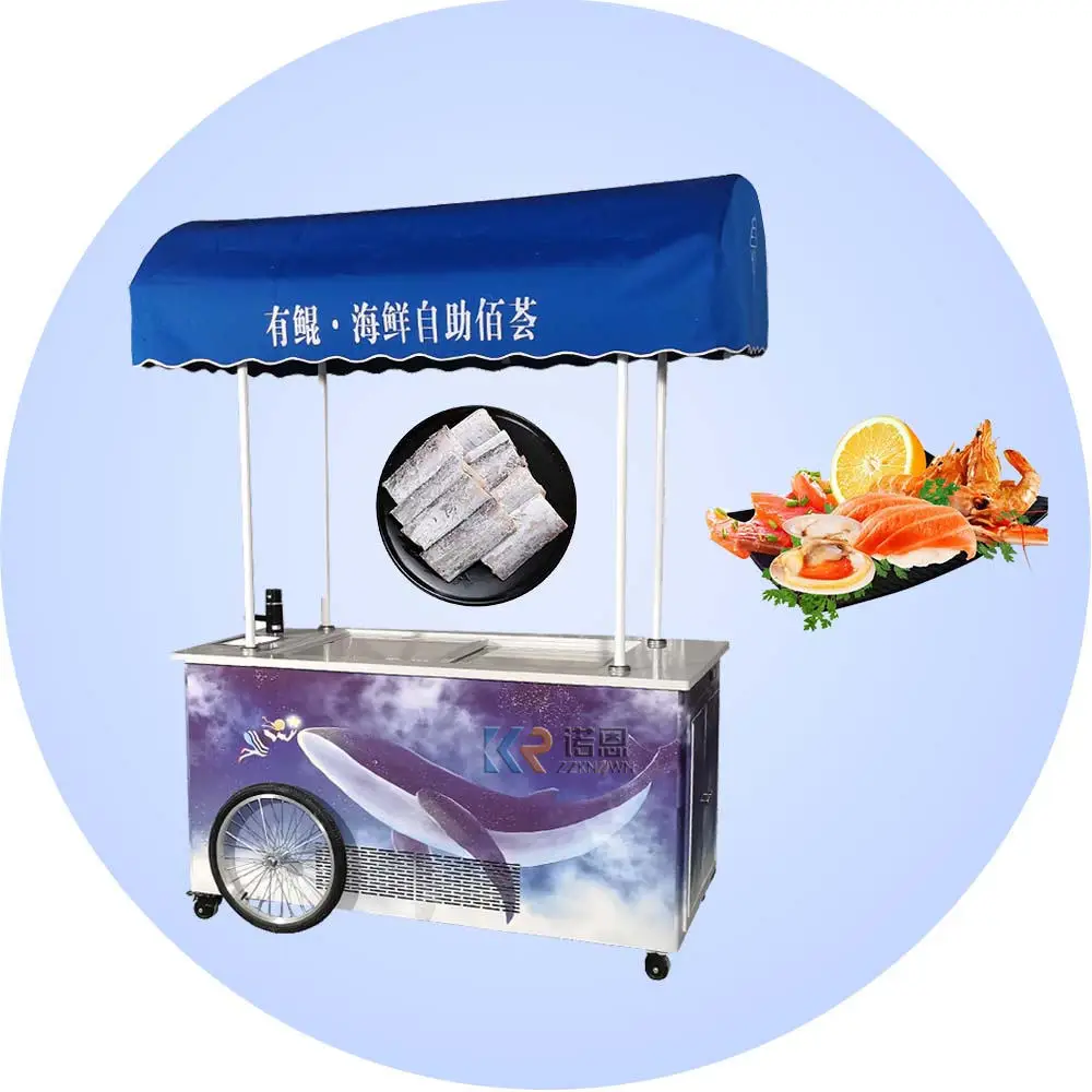 

2023 New Design Ice Cream Push Cart With Display Freezer Mobile Juices And Ice Cream Kiosk Trailer Fast Food Cart Store Truck