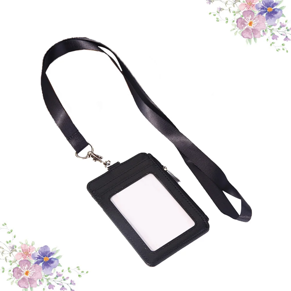 حامل شارة الصدر، واقي بطاقة الهوية السوداء، خفيف الوزن، غطاء علامة الاسم، مجموعة حبل، جيب تخزين للعمل والمدرسة في الهواء الطلق #5