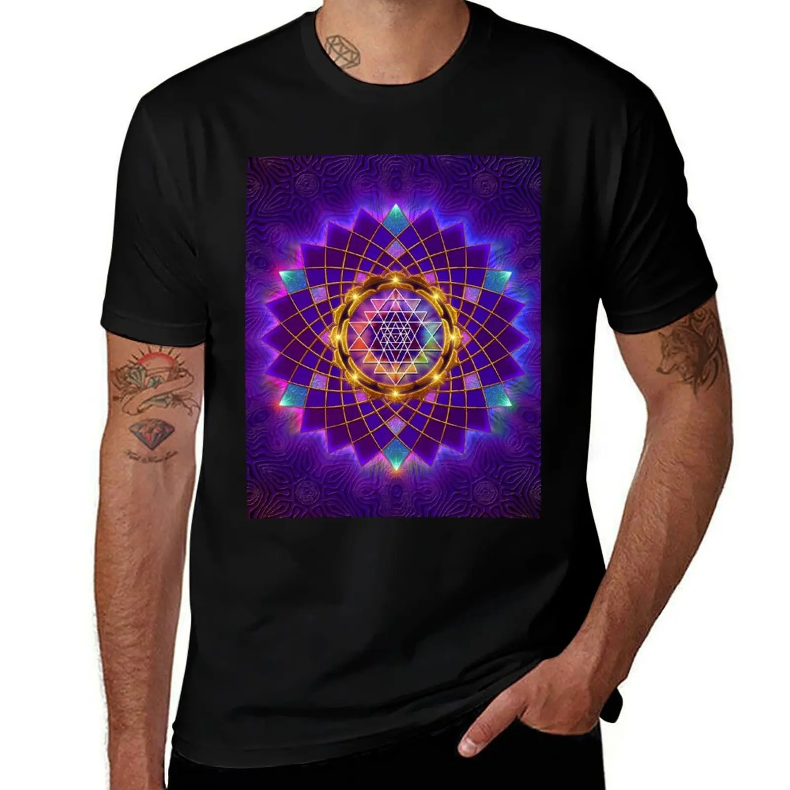 Sri Yantra Healing Mandala T-Shirt t shirt man plain T-Shirt