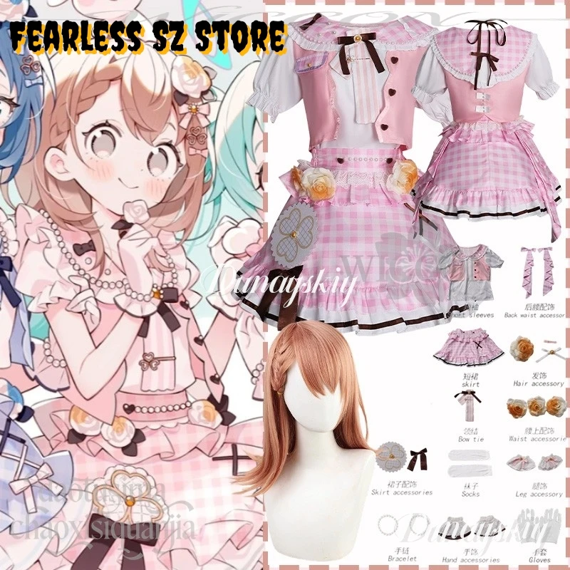 

Anime Game Project Sekai Cosplay MORE MORE JUMP! 4 Anniversary Hanasato Minori Pink Sweet Lolita Cute Dress Jirai Kei Christmas