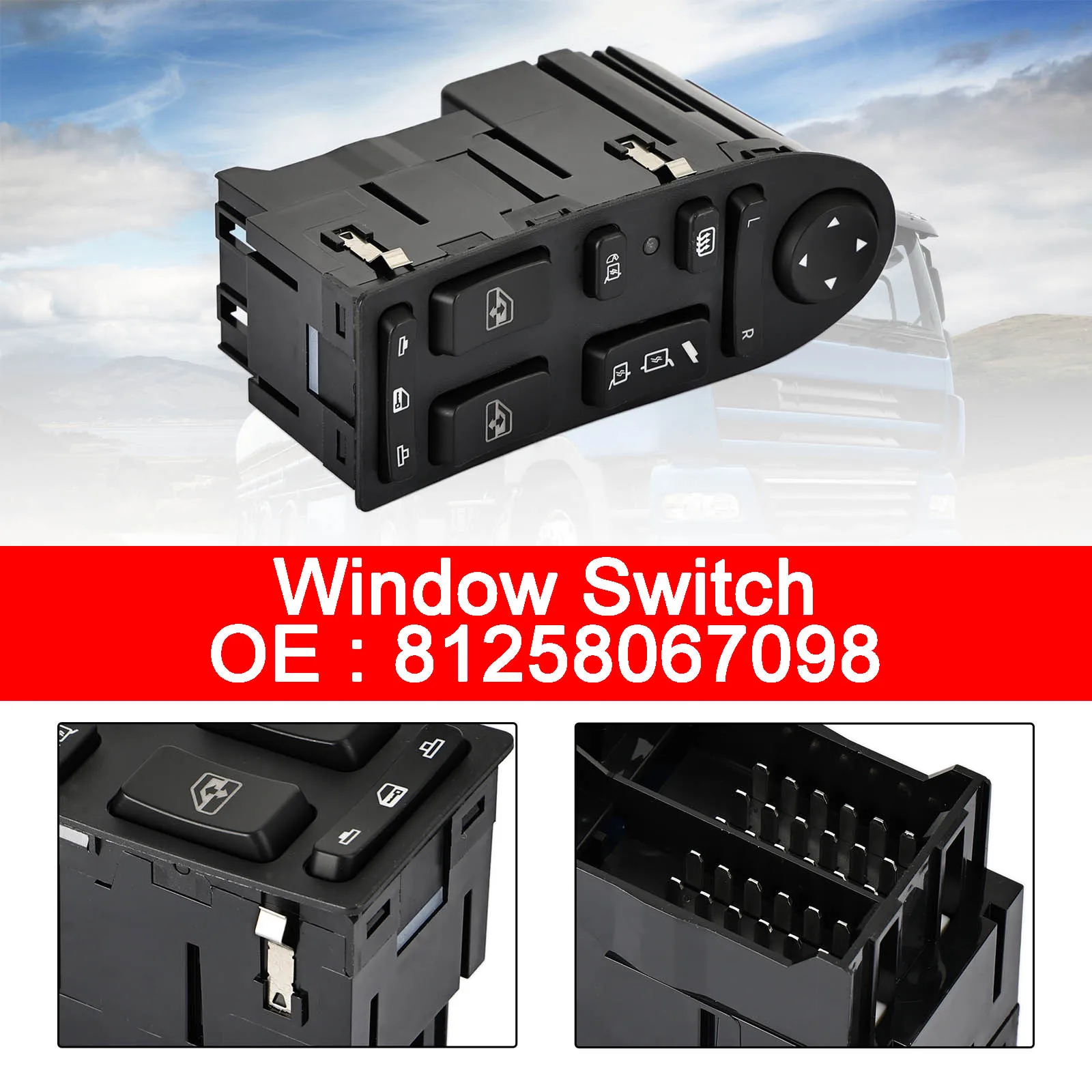 

Artudatech Window Switch Front Left Side for MAN TGA TGM TGL 81258067098 81258067045