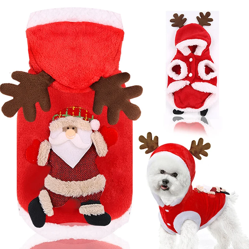 Christmas Dog Clothes for Small Medium Dogs Pet Costume Chihuahua Pets Hoodies Warm New Year Dog Clothing Yorkshire