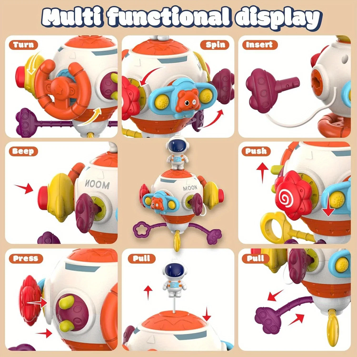 Baby Fine Motor Skills Hands Grip Ability Training Learning Toys,8 In 1 Sensory Busy Cube Board-Travel Activities for Kids