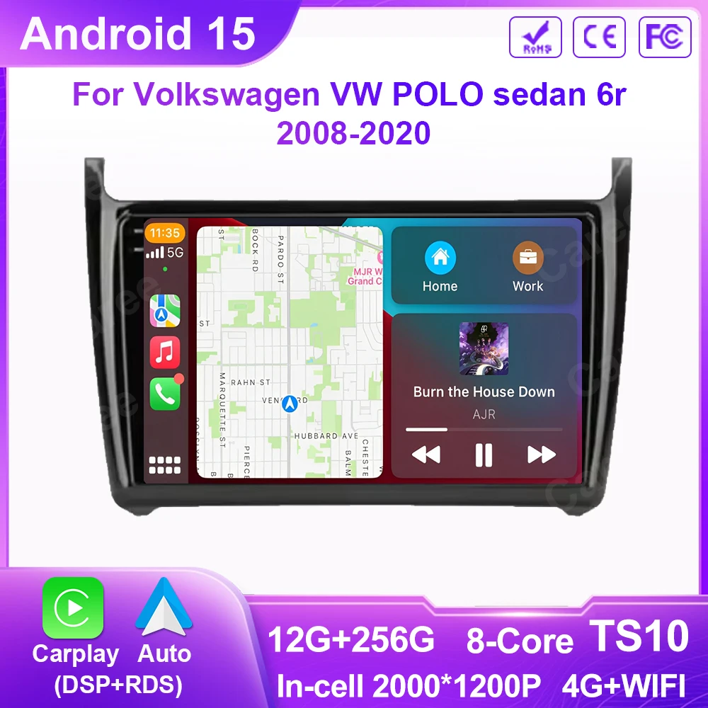 

Android 15 авто радио 2Din CarPlay мультимедийный видеоплеер для Volkswagen VW POLO седан 6r 2008-2020 GPS-навигация автомобильный радиоприемник 4G
