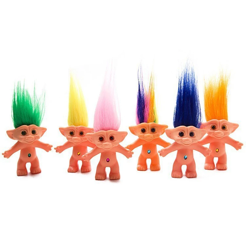 Indian Ugly Baby PVC Retro Troll Doll after 80 Nostalgia Doll 10cm Long Hair Magic Hair Fairy Toy Home Furnishing Pieces