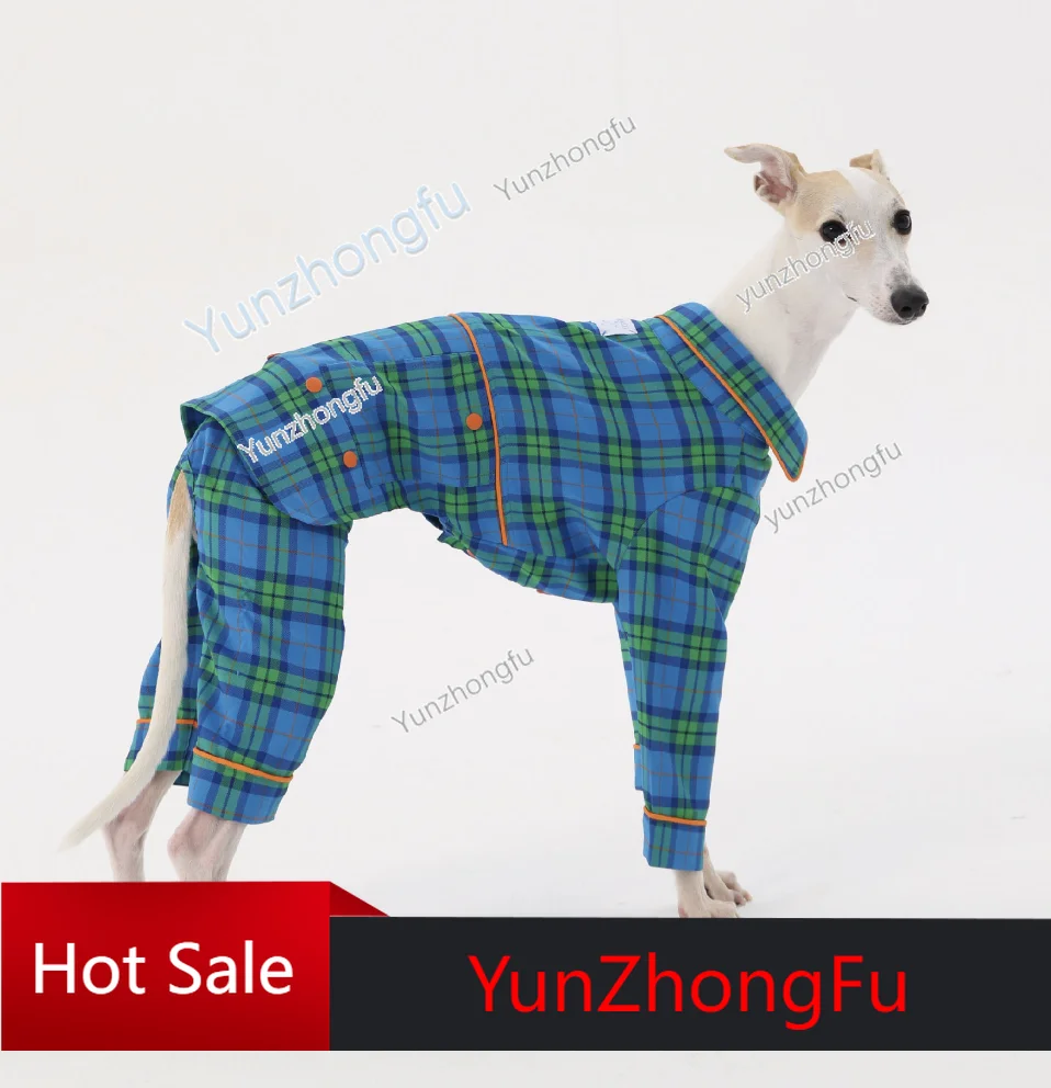 

2022 high-end design Greyhound Whippet four-legged two-legged air-conditioning indoor plaid leisure wear pet dog pajamas