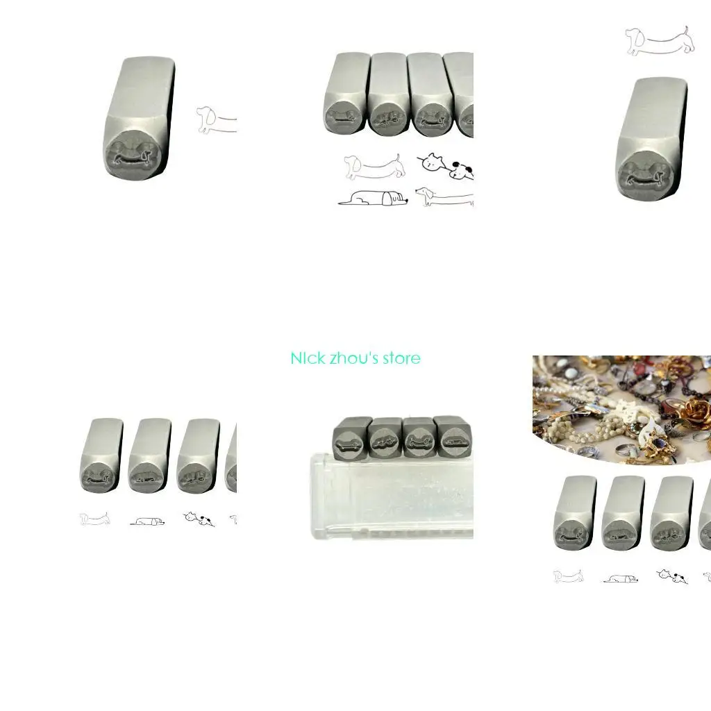 

E15E Sturdy Metal Stamps Set Delicate Dog Shaped Engraving Stamps for Jewelry Clay Leather and Crafting