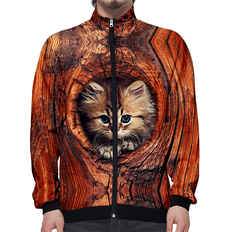 New Cat Animel 3D Jacket Men Women Harajuku Hip Hop New Style Hoodies Casual Stand Collar Zipper Sweatshirt Ropa Para Hombre Top