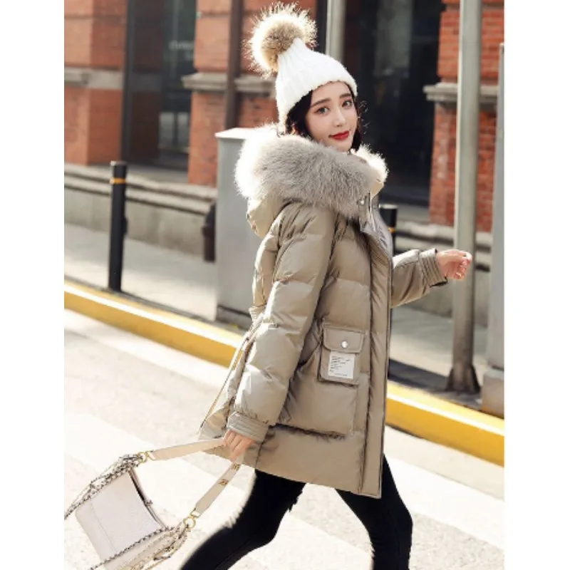 Manteau en duvet de coton pour femme, veste d'hiver mi-longue, Parkas épais et chauds, vêtements d'extérieur, col en fourrure, pardessus à capuche, nouvelle collection 2026