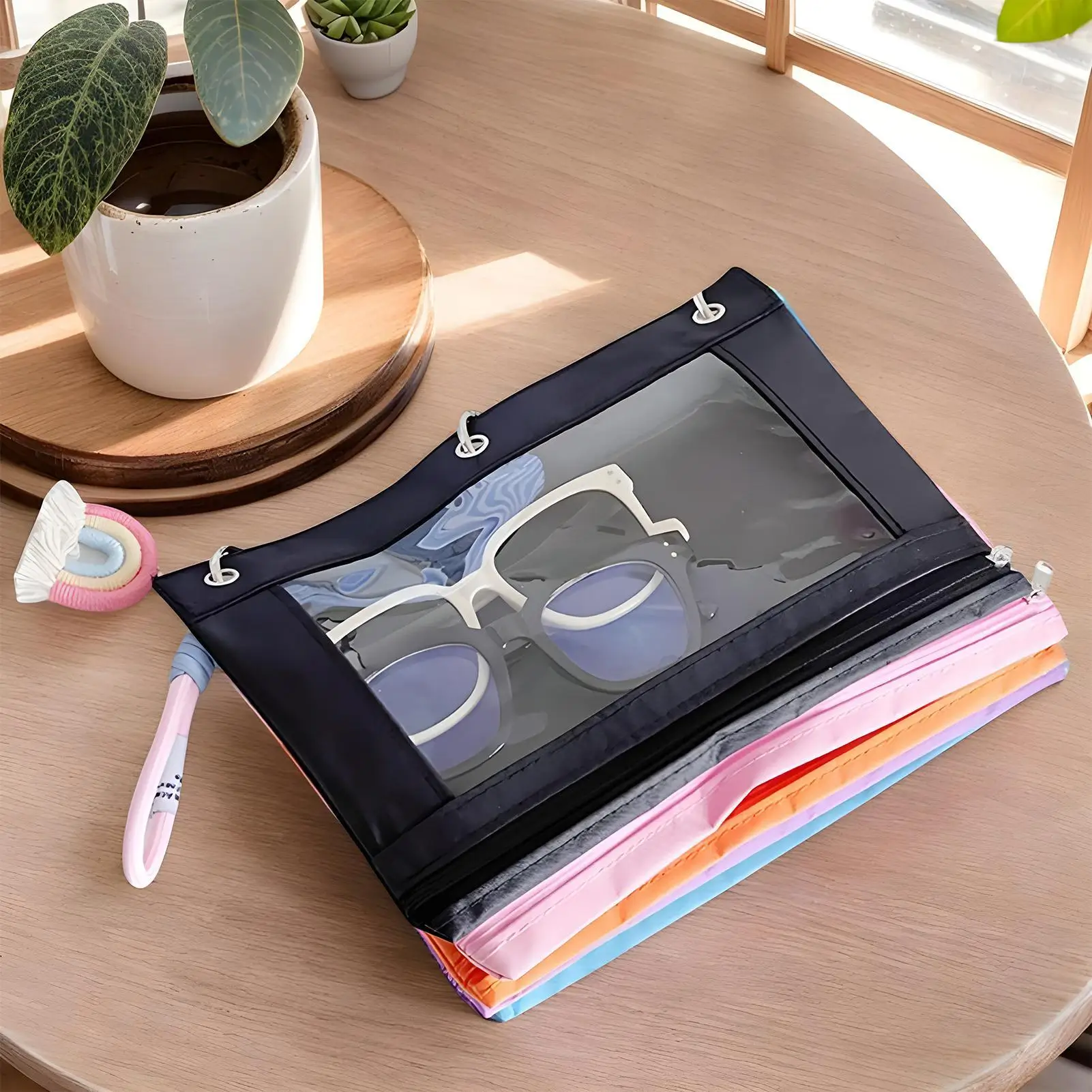 おもちゃ収納袋ジッパー付きかわいいパズル収納袋美的再利用可能な防水ポーチレインボーペンダント付き学生用